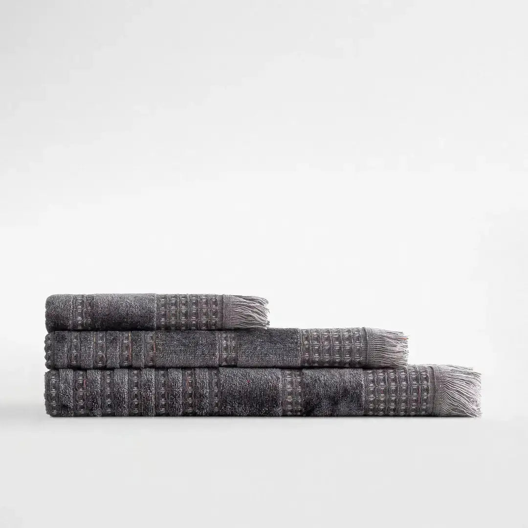 Lot de 3 Serviettes Zeus – 100% Coton Turc Bio, Anthracite Wivanco Bedding