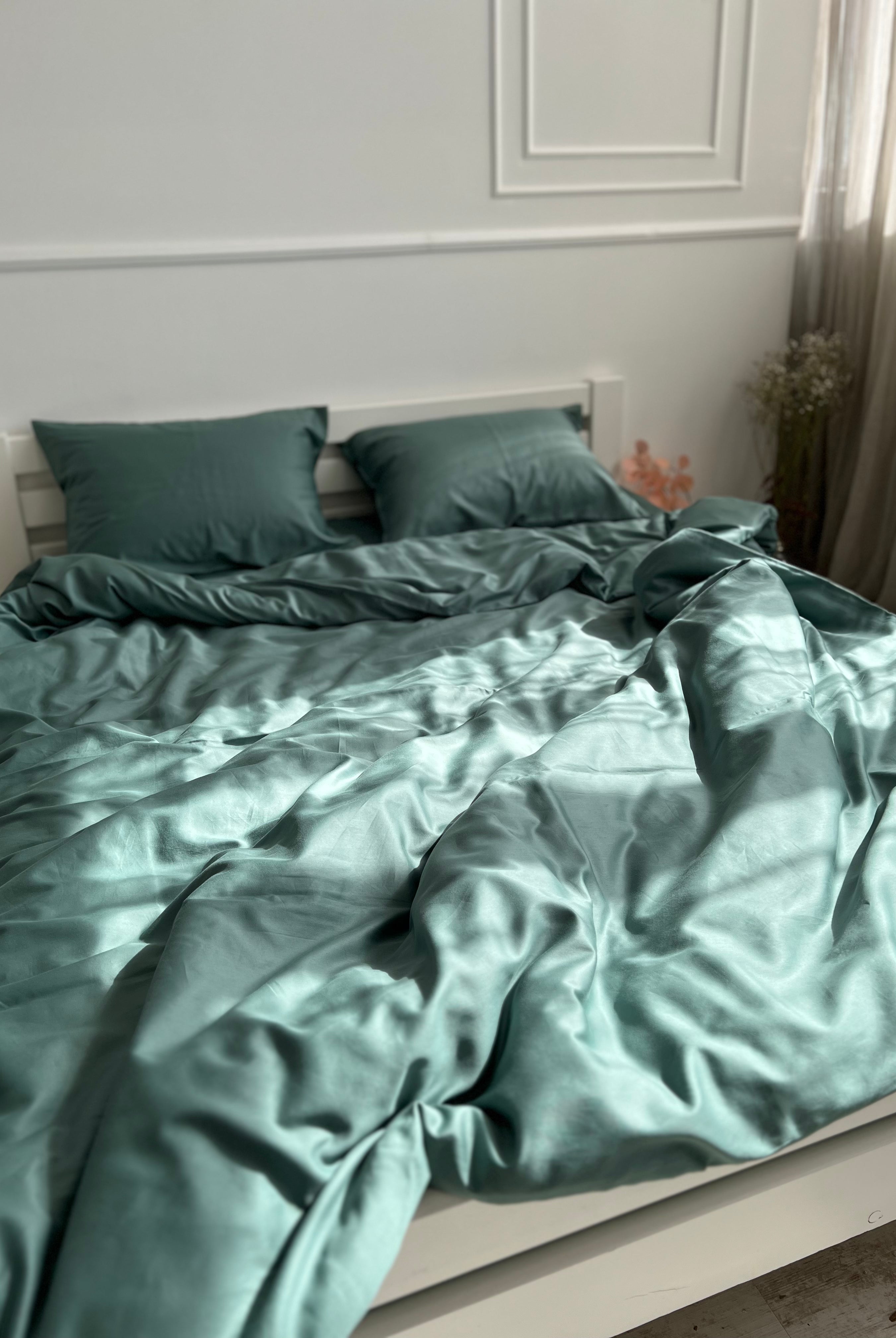 literie en satin de luxe Literie en satin pétrole - 100% coton turc, 140g, Luxe hôtelier - Wivanco Literie