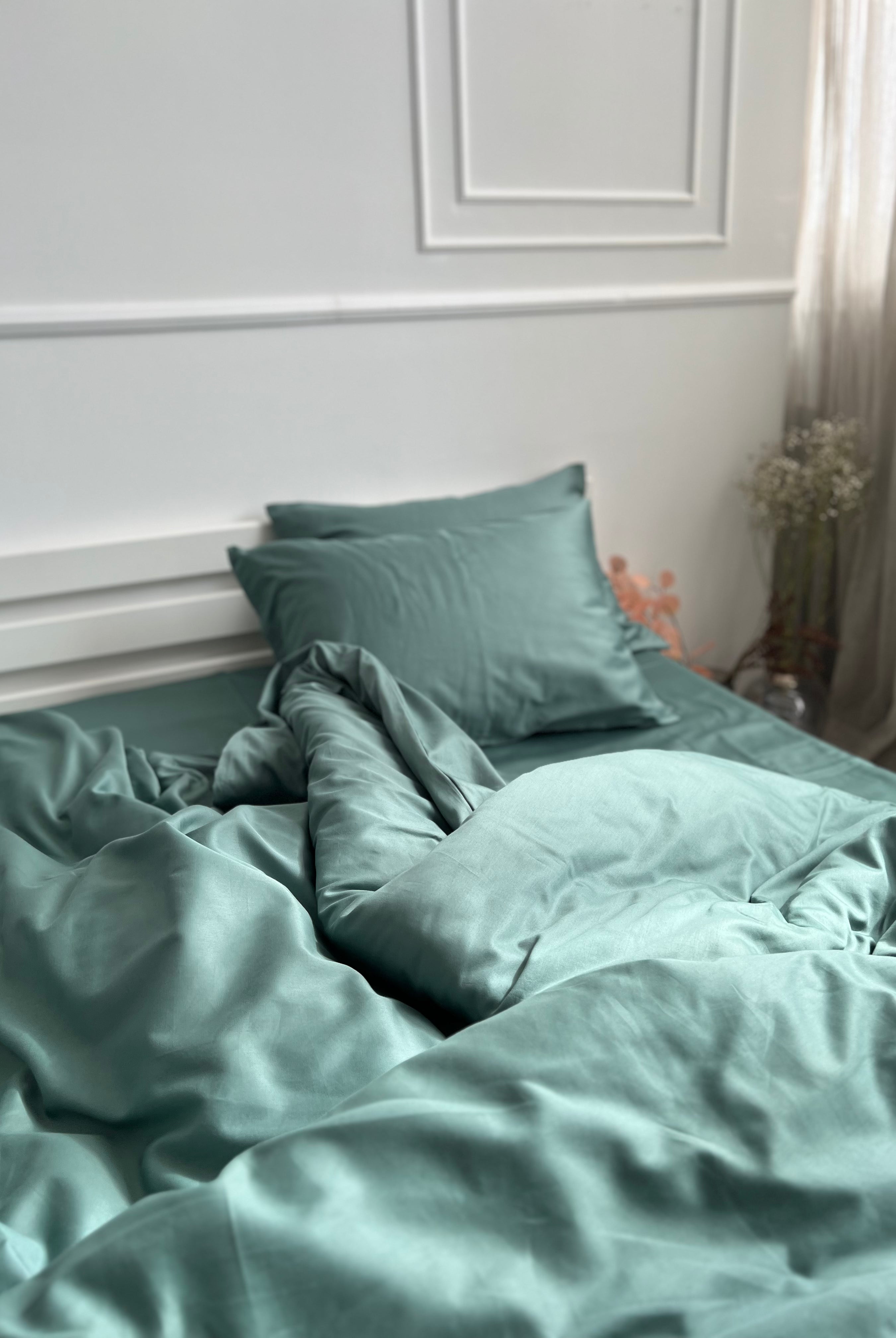 literie en satin de luxe Literie en satin pétrole - 100% coton turc, 140g, Luxe hôtelier - Wivanco Literie
