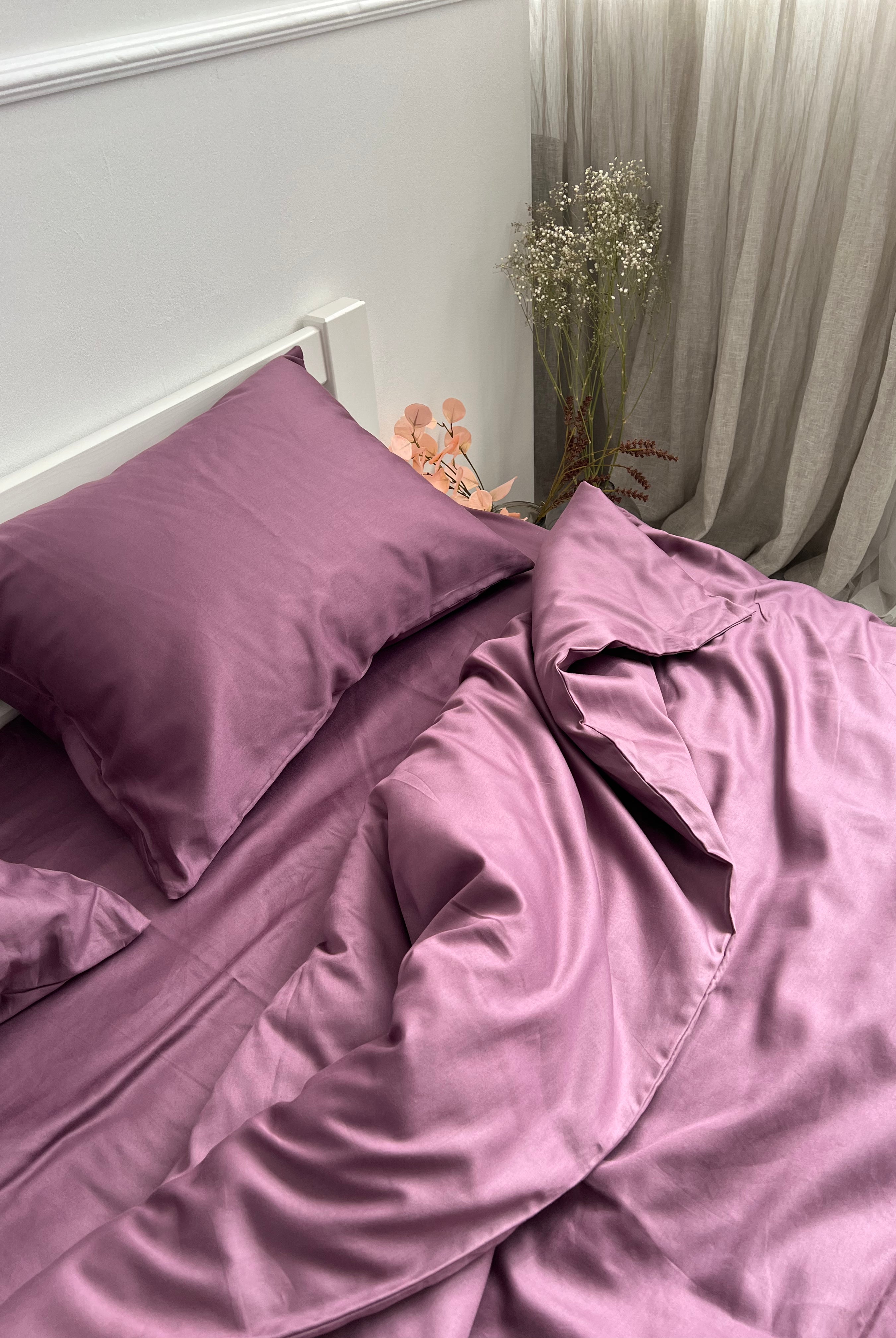 literie en satin de luxe Literie en satin aubergine – 100% coton turc, 140g, qualité de luxe - Wivanco Literie