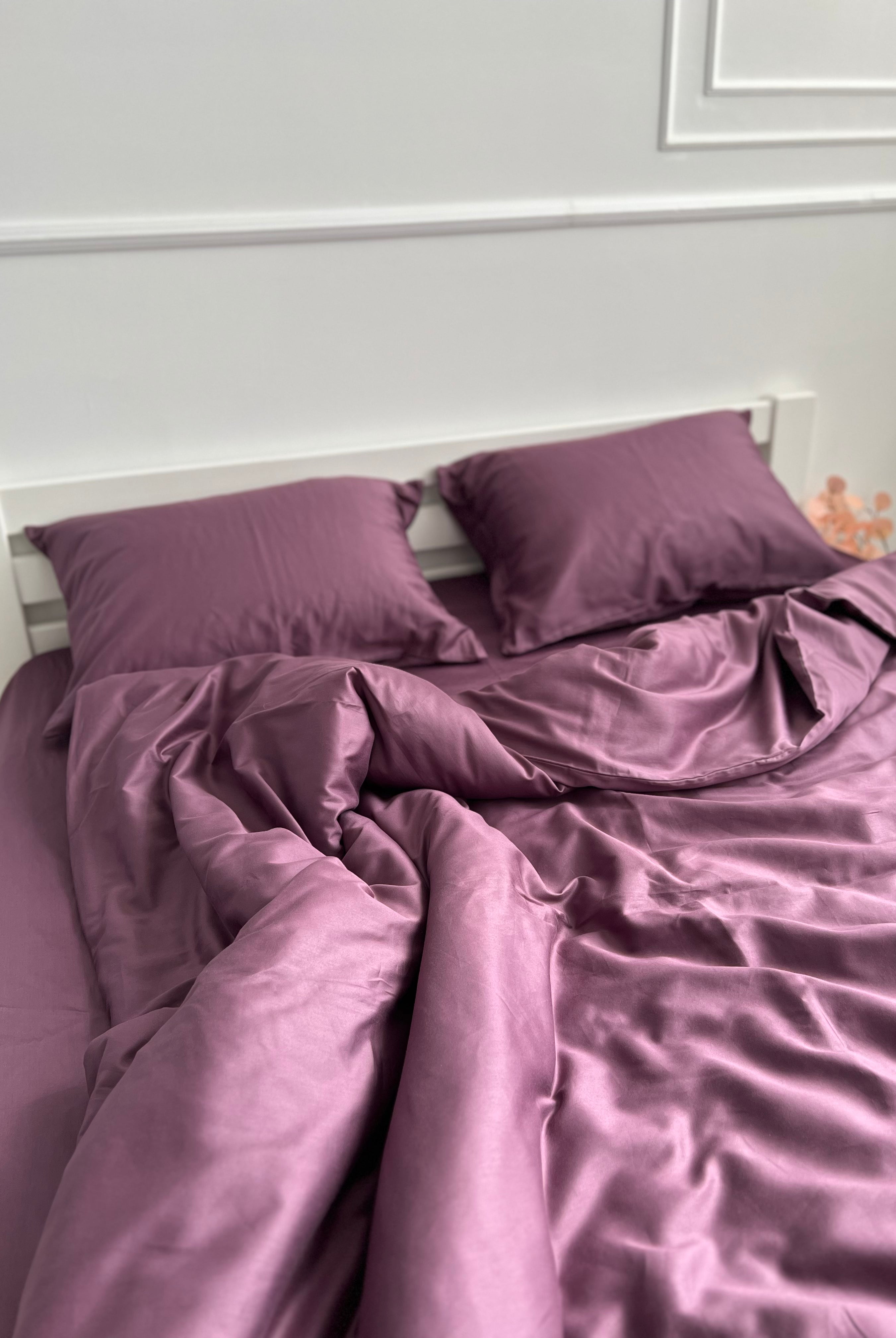 literie en satin de luxe Literie en satin aubergine – 100% coton turc, 140g, qualité de luxe - Wivanco Literie