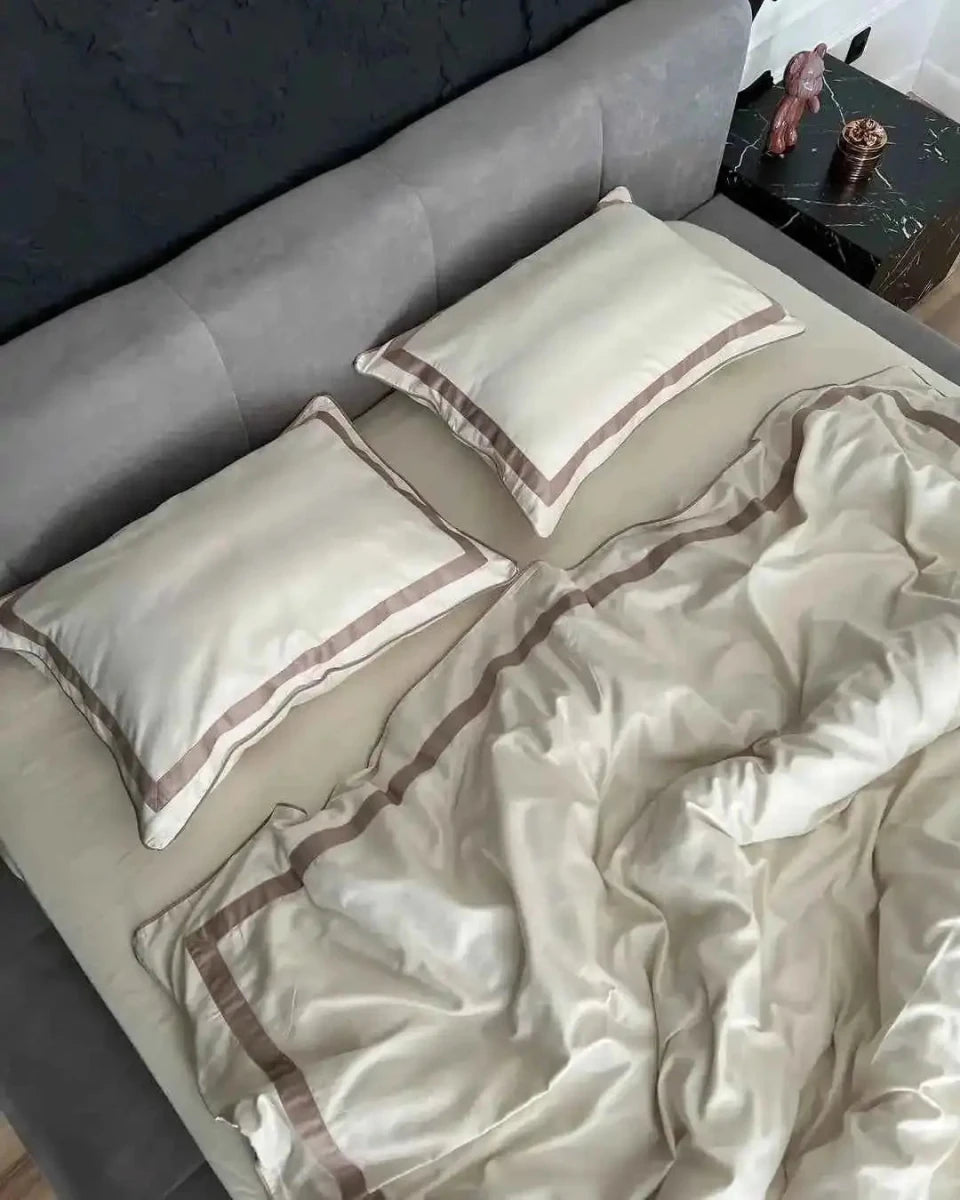 Literie en Satin Mercerisé – Champagne & Cacao, 100% Coton Turc, 140 g/m², Wivanco Bedding Exclusive Edition