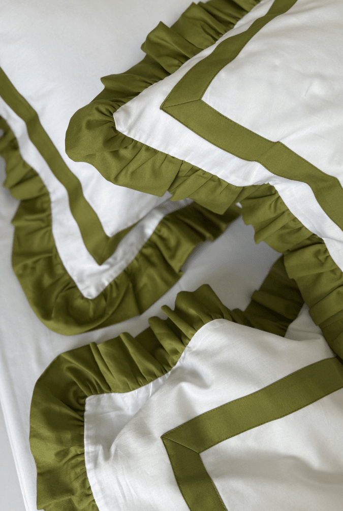 Pościel Oliwkowe Khaki z Falbanką Oxford – zdjęcie produktu 3