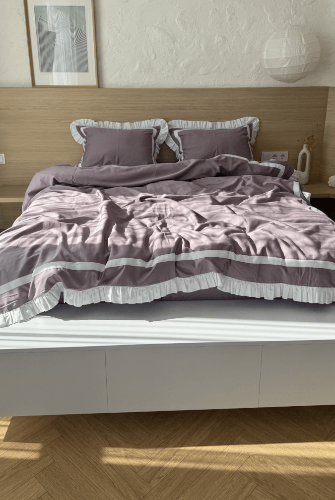 Pościel Pudrowy Taupe z Falbanką Oxford – zdjęcie produktu 4