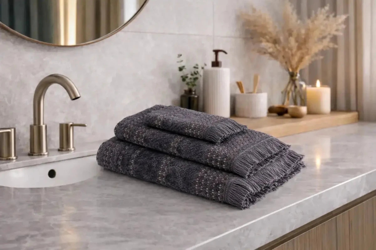 Lot de 3 Serviettes Zeus – 100% Coton Turc Bio, Anthracite Wivanco Bedding