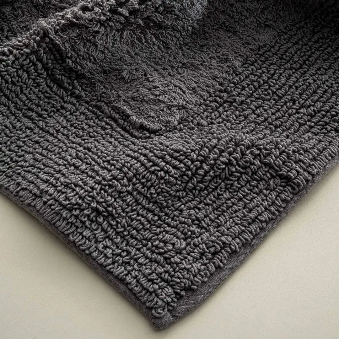 Lot de 2 Tapis de Salle de Bain Petra – 100% Coton Peigné Turc, Anthracite Wivanco Literie