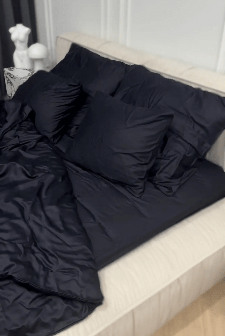 Pościel Satynowa Czarna – 100% Bawełna Turecka, 140g, Minimalistyczna Elegancja Wivanco Bedding