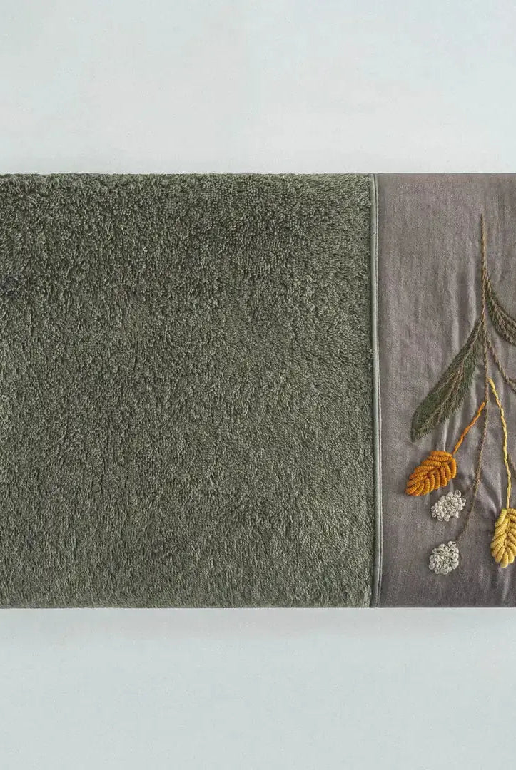 Zestaw 2 Ręczników Kąpielowych – Farah – Damski, 100% Organiczna Bawełna, Ręcznie Haftowany, Zielony Wivanco Bedding