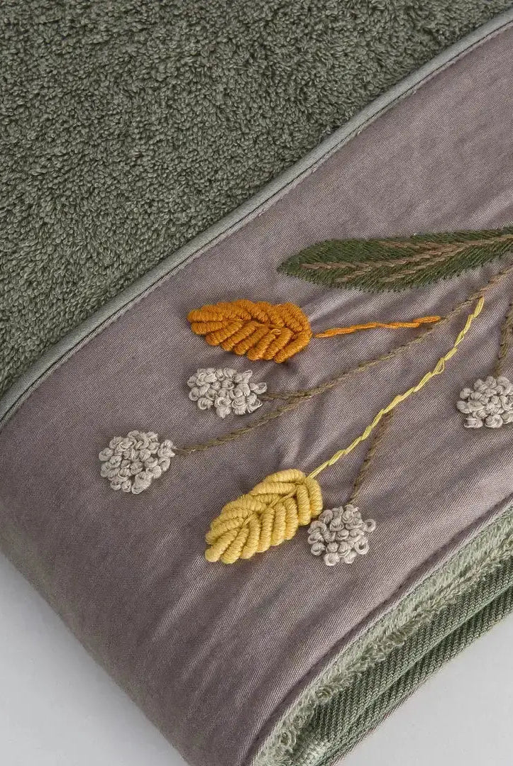 Zestaw 2 Ręczników Kąpielowych – Farah – Damski, 100% Organiczna Bawełna, Ręcznie Haftowany, Zielony Wivanco Bedding