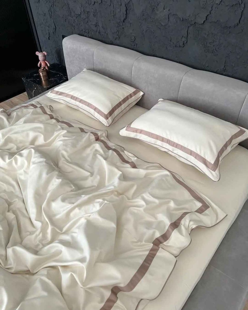 Literie en Satin Mercerisé – Champagne & Cacao, 100% Coton Turc, 140 g/m², Édition Exclusive
