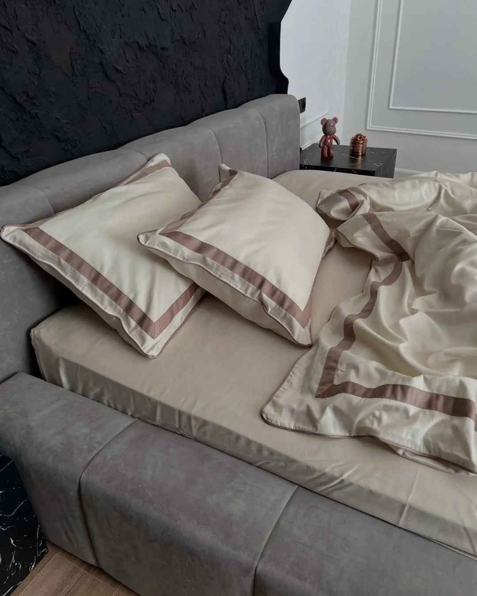 Literie en Satin Mercerisé – Champagne & Cacao, 100% Coton Turc, 140 g/m², Édition Exclusive