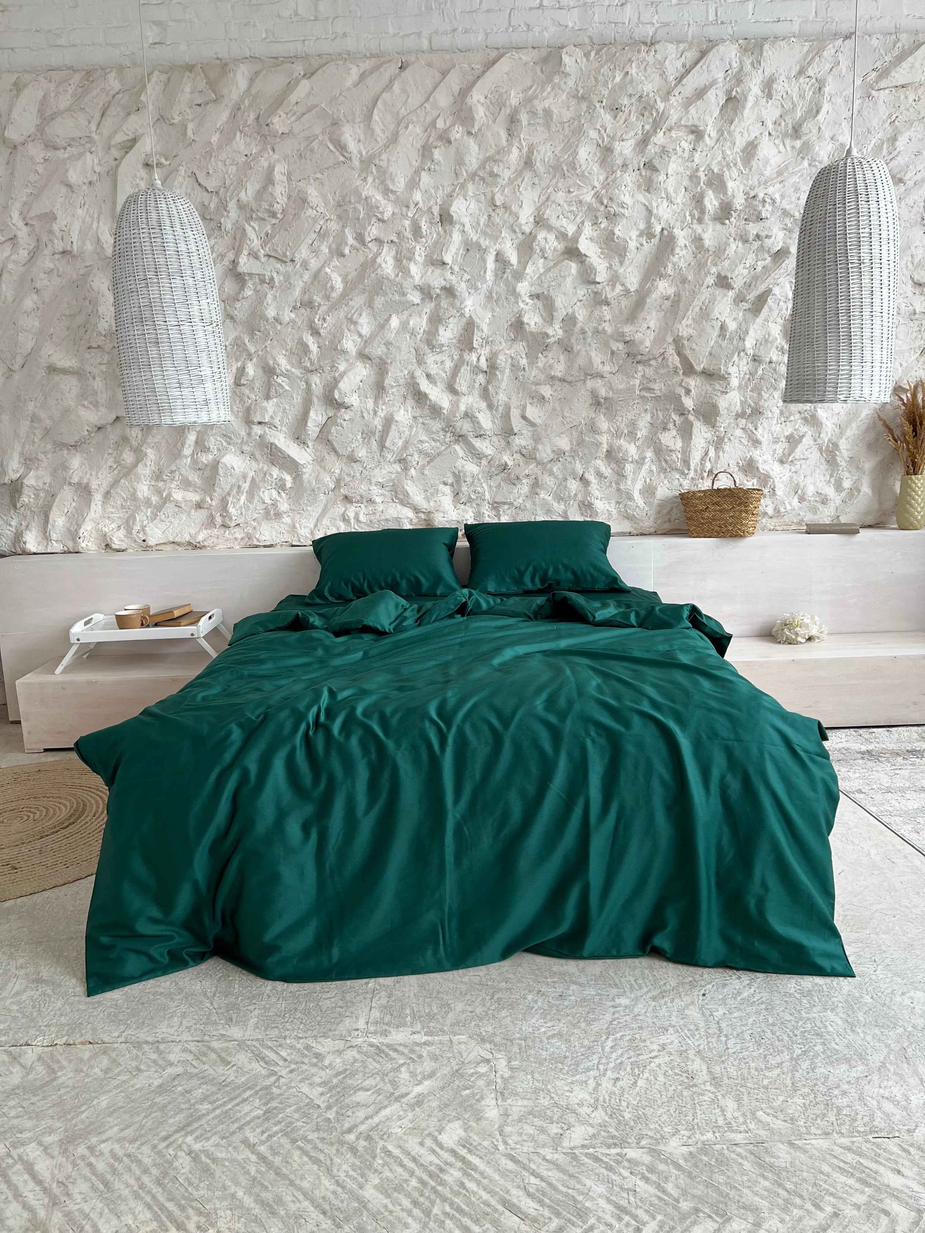 Pościel Satynowa Ciemnozielona – 100% Bawełna Turecka, 140g, Naturalna Elegancja