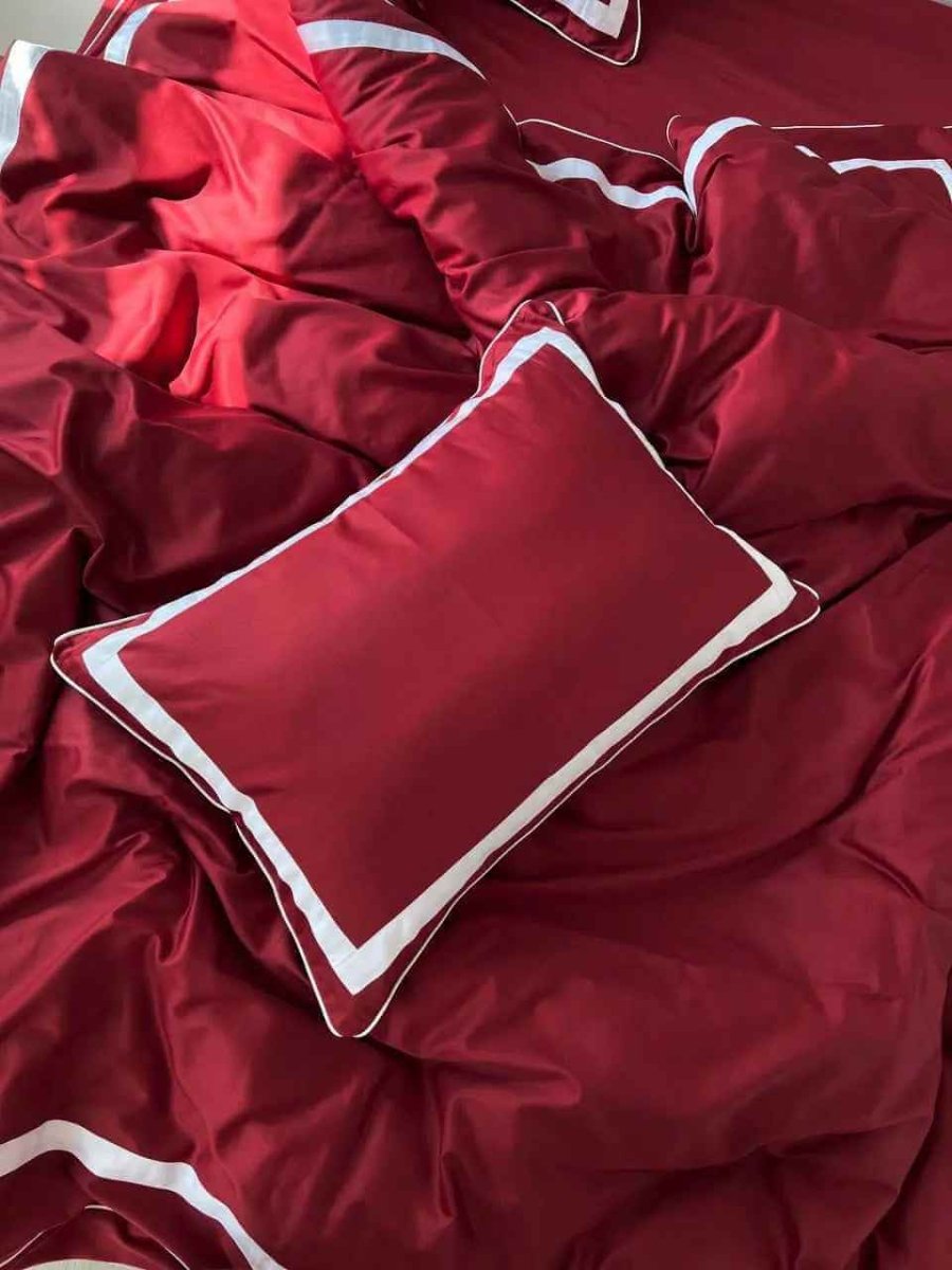 Literie en Satin Mercerisé – Rose Rouge et Blanc, 100% Coton Turc, 140 g/m², Édition Exclusive