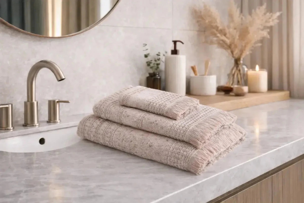Lot de 3 Serviettes Maia - 100% Coton Turc Bio, Wivanco Literie Rose Poudre